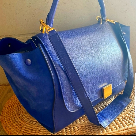 Celine trapeze royal blue leather purse - Picture 4 of 11